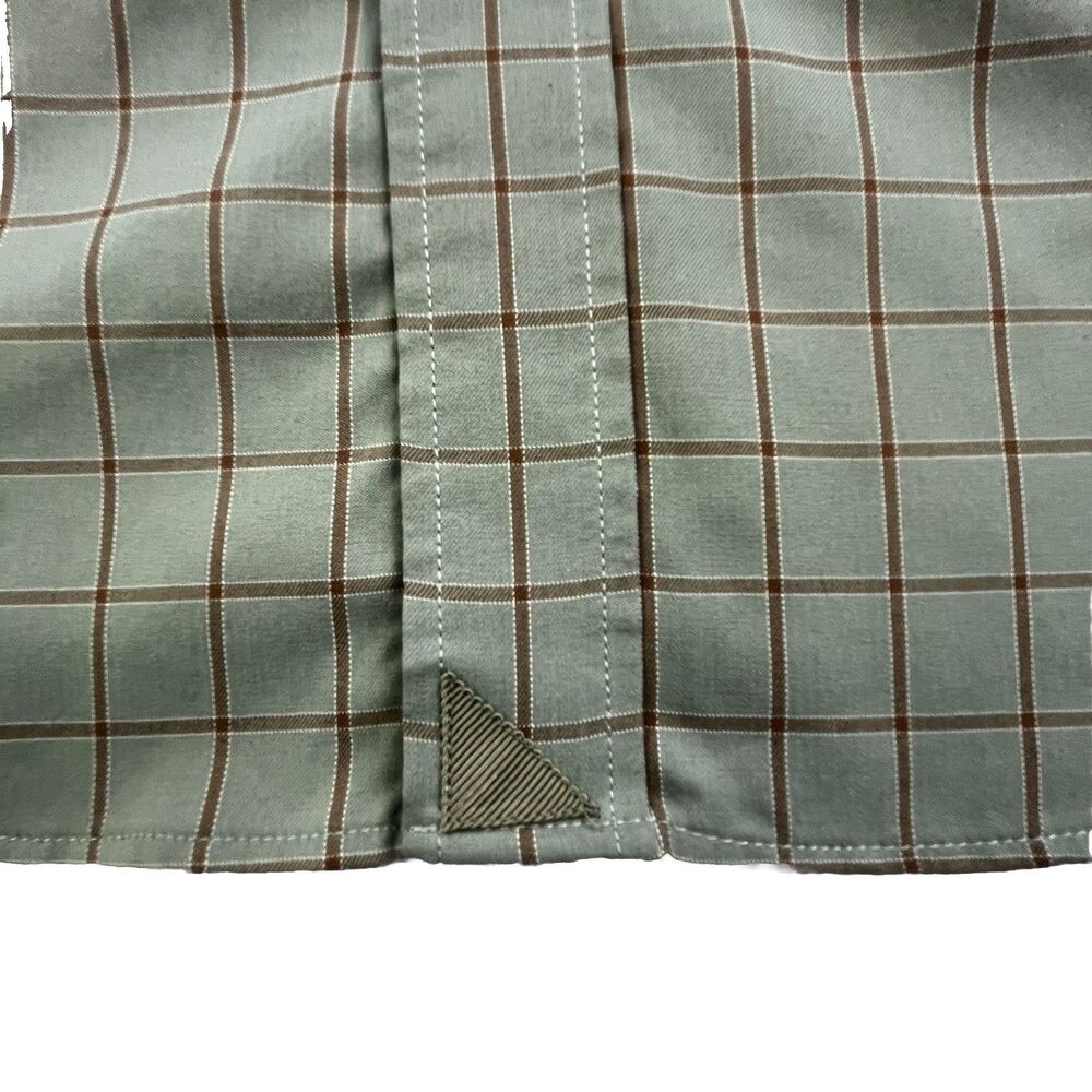 UNTUCKit Performance Shirt Medium Green Plaid Button Front Polyester Designer - Picture 4 of 12